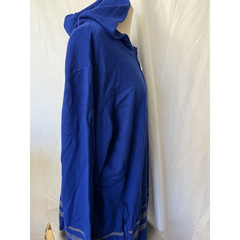 NWT QUACKER FACTORY ZIP UP HOODED KNIT TOP, ZIP FRONT, ANCHOR, 1X, NAUTICAL - Picture 7 of 12